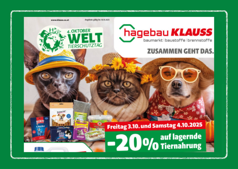 -20% auf lagernde<br>Tiernahrung